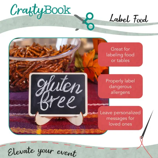 CraftyBook Mini Chalkboard Signs - 20pc Small Chalkboard Sign with Easel Stands {5}