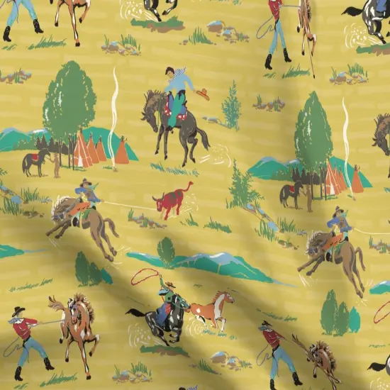 Various Fabrics by the Yard or Fat Quarter Western Cowboy Rustic Horses Ranch Mountains Southwestern Equestrian Custom Printed Fabric by Spoonflower {5}