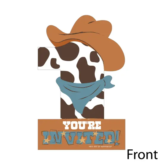 Big Dot of Happiness My First Rodeo - Shaped Fill-In Invitations - Little Cowboy 1st Birthday Party Invitation Cards with Envelopes - Set of 12 {4}