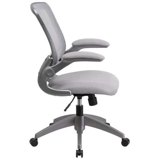 Emma and Oliver Mid-Back Mesh Swivel Ergonomic Task Office Chair with Gray Frame & Flip-Up Arms {5}