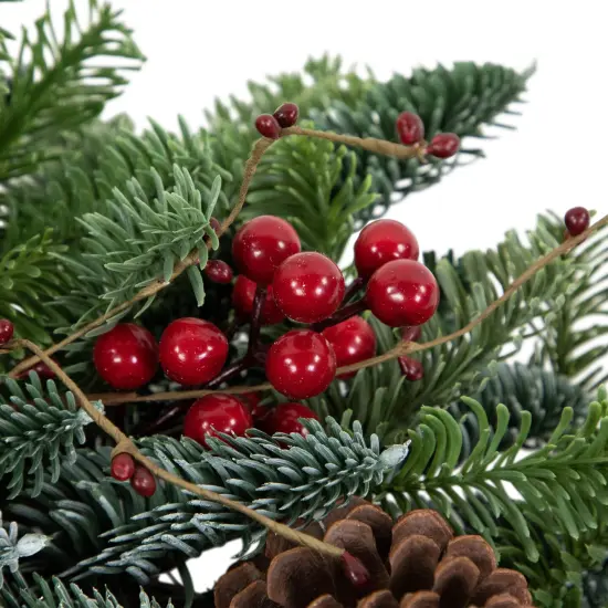 Northlight 30'' Red Berries and Pine Cones Christmas Wreath, Unlit Green {6}