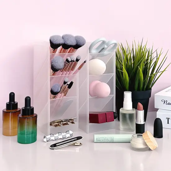 Wrapables Pen Organizer with 4 Compartments Desk Storage Organizer for Home, Office, Work Large (2pcs) / Clear {6}