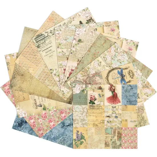 Wrapables 6x6 Decorative Single-Sided Scrapbook Paper for Arts & Crafts Projects, Scrapbooking, Card-Making Butterflies & Floral {4}