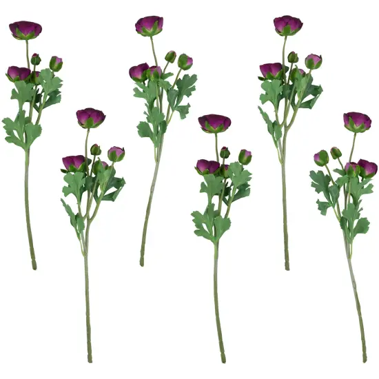Northlight Real Touch&trade; Light Plum Purple Ranunculus Artificial Floral Sprays, Set of 6 - 21" {1}