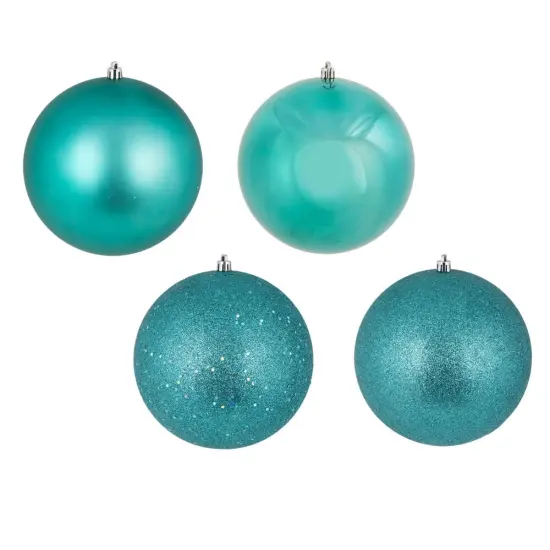 Vickerman 2.4 in. Teal Ball 4-Finish Asst Christmas Ornament {1}