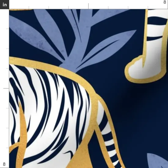 Various Fabrics by the Yard or Fat Quarter Maximalist Tiger Animalier Bold Graphic Blue White Gold Large Scale Animal Print Custom Printed Fabric by Spoonflower {4}