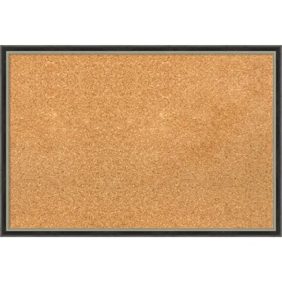 Theo Narrow Wood Framed Corkboard, Natural Cork Theo Black Silver {7}