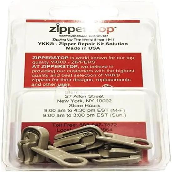 YKK Zipper Repair Kit Solution, 5 Molded Reversible Fancy Pulls Vislon Slider (Made in USA) - 3 Pulls Per Pack (Beige-573) {1}