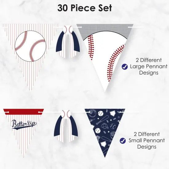 Big Dot of Happiness Batter Up - Baseball - DIY Baby Shower or Birthday Party Pennant Garland Decoration - Triangle Banner - 30 Pieces {6}