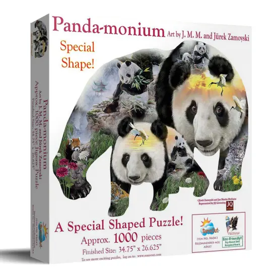 Sunsout Panda-Monuim 1000 pc Special Shape Jigsaw Puzzle 96043 {3}