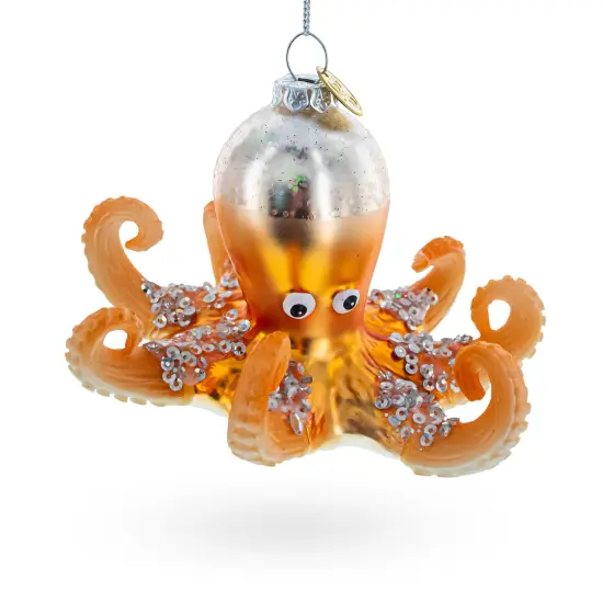 Octopus Glass Christmas Ornament {1}