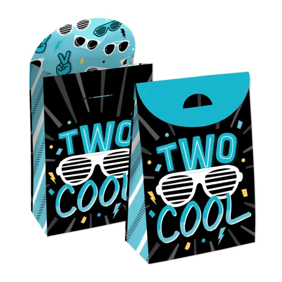Big Dot of Happiness Two Cool - Boy - Blue 2nd Birthday Party Gift Favor Bags - Party Goodie Boxes - Set of 12 {1}