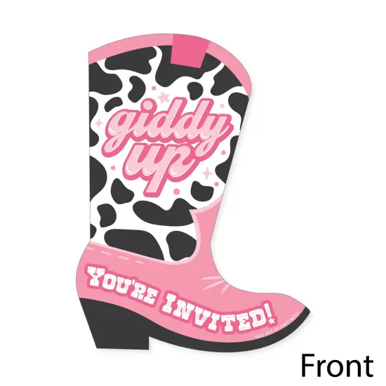 Big Dot of Happiness Rodeo Cowgirl - Shaped Fill-In Invitations - Pink Western Party Invitation Cards with Envelopes - Set of 12 {4}
