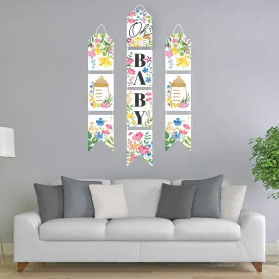 Big Dot of Happiness Wildflowers Baby - Hanging Vertical Paper Door Banners - Boho Floral Baby Shower Wall Decoration Kit - Indoor Door Decor {3}