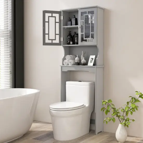 Bathroom Spacesaver Organizer with Adjustable Shelf Grey {3}