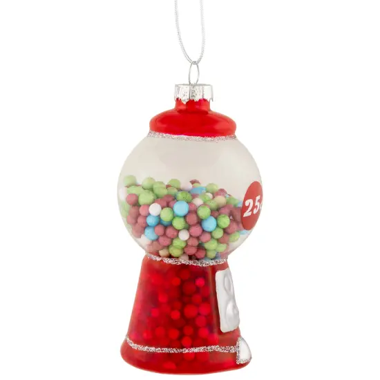 Northlight 4" Retro Gumball Machine Glass Christmas Ornament Red {4}