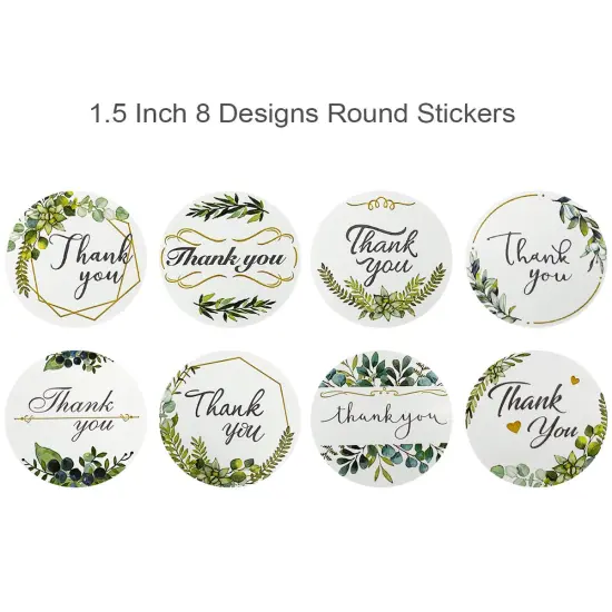 Wrapables 1.5" / 2" Thank You Stickers Roll, Sealing Stickers and Labels for Boxes, Envelopes, Bags, Small Businesses, Weddings, Parties (500pcs) Greenery {2}
