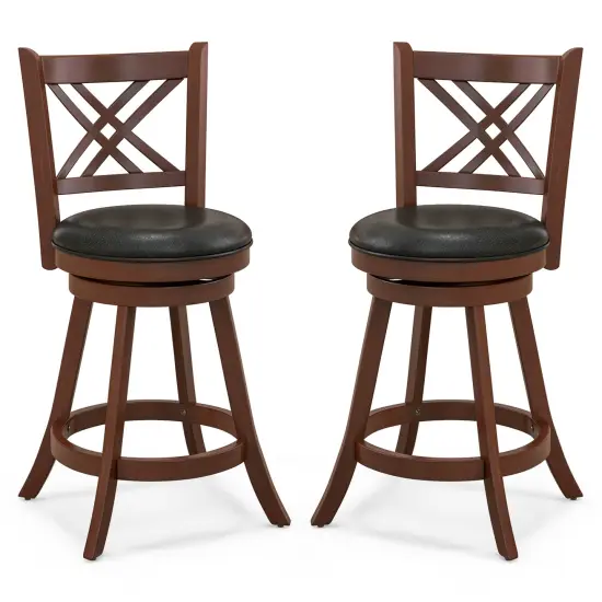 Costway 24''/29'' Swivel Bar Stools Set of 2 Upholstered Counter Stools with Cushion & Footrests {1}