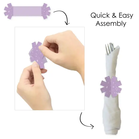Big Dot of Happiness Purple Confetti Stars - Simple Party Paper Napkin Holder - Napkin Rings - Set of 24 {6}