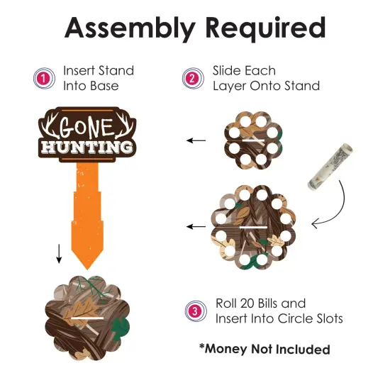 Big Dot of Happiness Gone Hunting - DIY Deer Hunting Camo Birthday Party Money Holder Gift - Cash Cake {6}