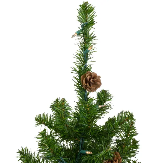 Northlight 3' Pre-Lit Canadian Pine with Pine Cones Artificial Christmas Tree - Clear Lights Green {6}