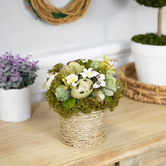 Northlight Butterflies and Easter Eggs Artificial Floral Arrangement - 7" Green {3}