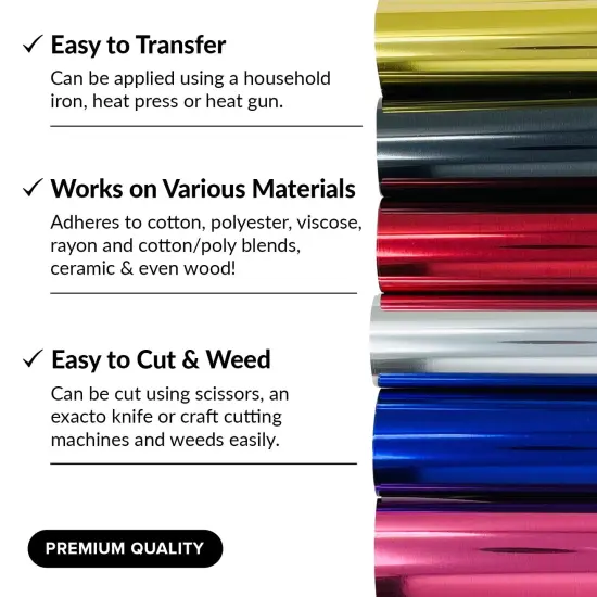 Metallic Vinyl Heat Transfer Vinyl Gold Vinyl Sheets Pink Chrome Silver Metalic Permanent Metallic Vinyl Foil Adhesive Vinyl Metallic HTV Pack Foil Vinyl Iron On Vinyl {5}