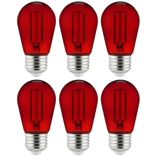 6Pk - 2 watts Red LED Filament S14 Sign Clear Dimmable Light Bulb {1}