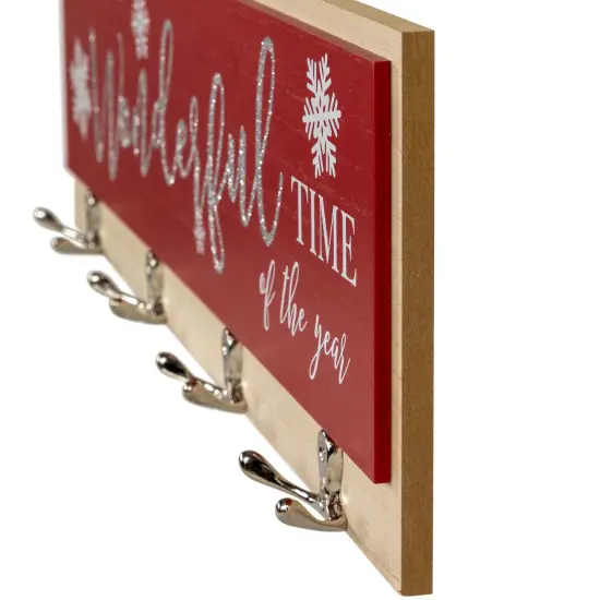 Northlight Snowflakes "It's The Most Wonderful Time of The Year" Christmas Wall Hooks - 19.5" Red {5}