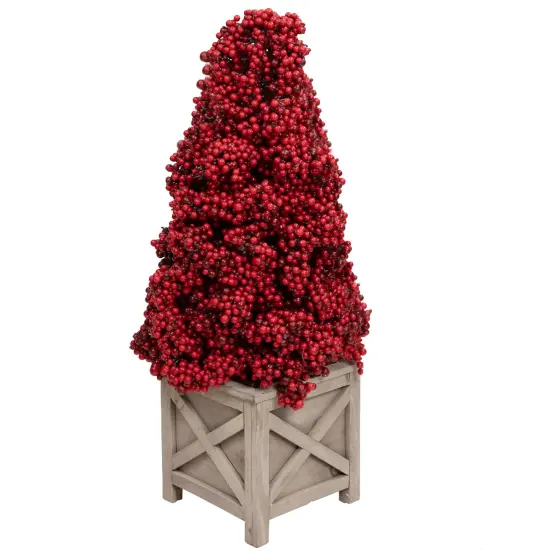 Allstate Artificial Berry Cone Potted Christmas Topiary - 24" - Red {4}