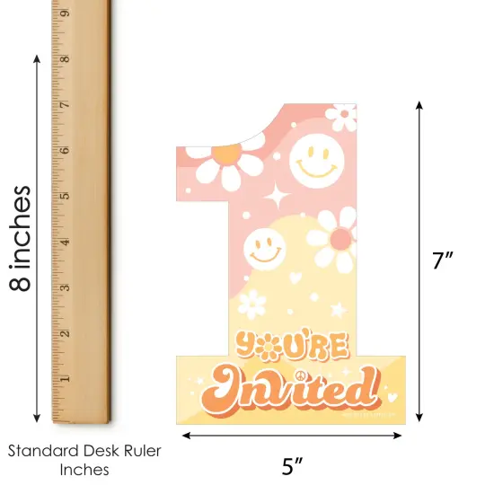 Big Dot of Happiness Groovy One - Shaped Fill-In Invitations - Boho Hippie First Birthday Party Invitation Cards with Envelopes - Set of 12 {7}