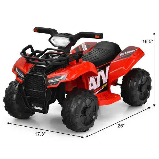Multi-Functional 6V Kids Electric Ride On Car with LED Head Light and Charging Hole Red {2}