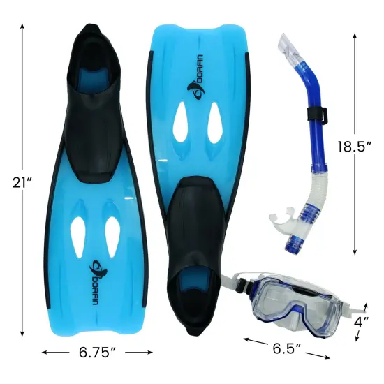 Pool Central 3pc Blue and Black Pro Swimming Pool Snorkeling Set 21" - Medium {4}