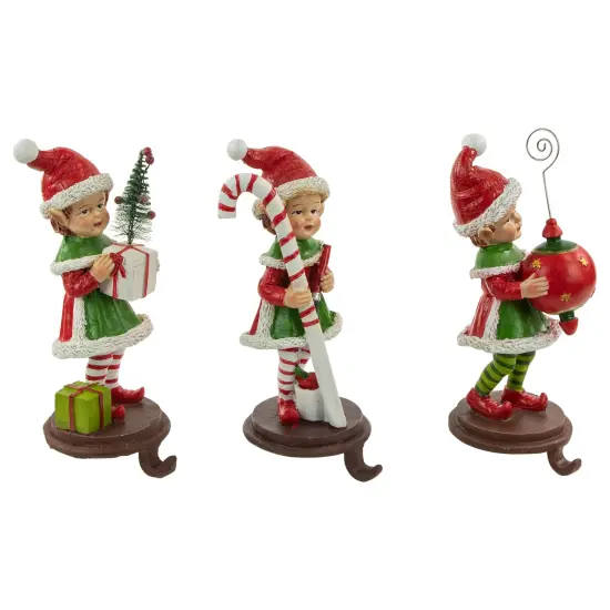Northlight Standing Christmas Elves Stocking Holders - 8.5" - Set of 3 Green {4}