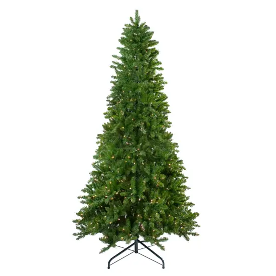 Northlight 9' Pre-Lit Everett Pine Slim Artificial Christmas Tree, Clear Lights Green {3}