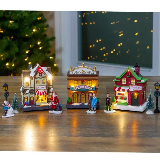 Northlight LED Lighted Theater and Shops Christmas Village Display Set - 11-Piece Red {3}