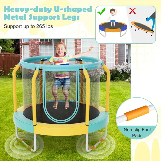 Costway 48" Mini Trampoline with Enclosure Heavy-Duty Metal Frame U-shaped Legs Orange/Yellow {6}