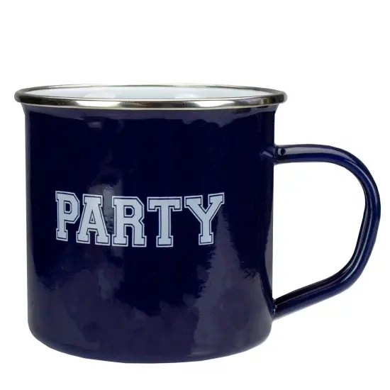 Avon 4.75" Dark Blue and White Metal Varsity Party Coffee Mug {1}