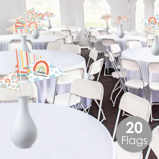 Big Dot of Happiness Hello Rainbow - Triangle Boho Baby Shower and Birthday Party Photo Props - Pennant Flag Centerpieces - Set of 20 {3}