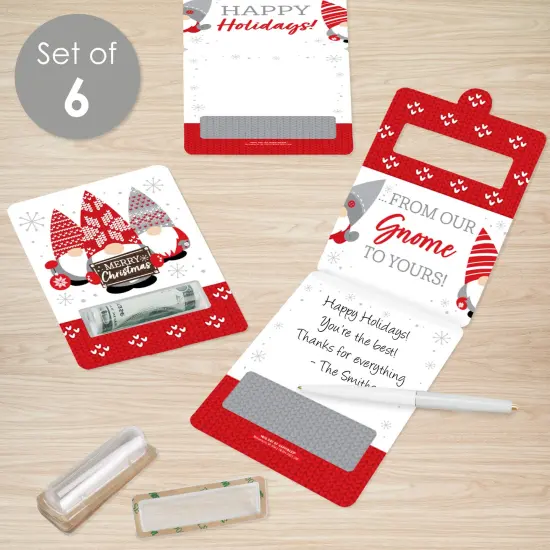 Big Dot of Happiness Christmas Gnomes - DIY Assorted Holiday Party Cash Holder Gift - Funny Money Cards - Set of 6 {3}