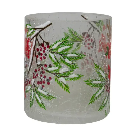 Northlight 2.75-Inch Cardinal and Pine Hand Painted Flameless Christmas Candle Holder Red {6}