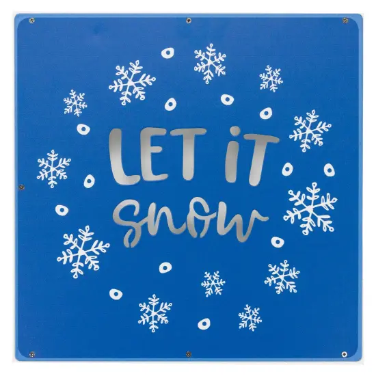Northlight 12" Square 'Let it Snow' Woodblock Christmas Sign Blue {1}