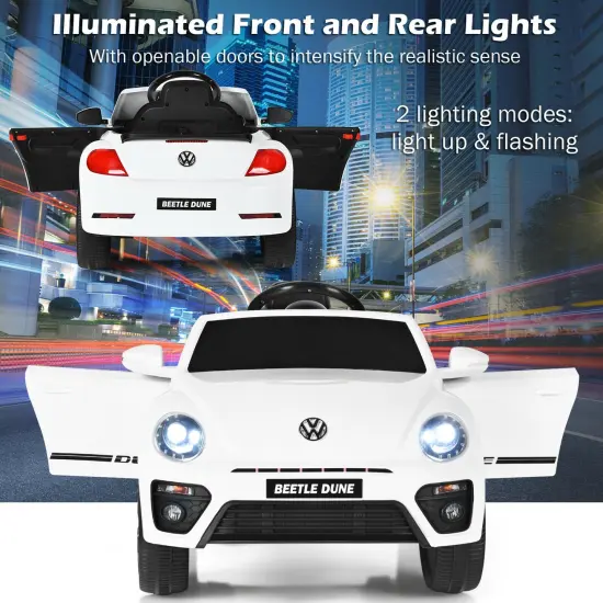 Kids Electric Ride On Car with Remote Control and Led Headlight Ideal Gift for Birthdays or Any Special Festival White {3}