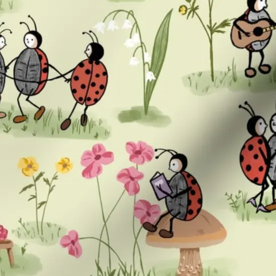 Various Fabrics by the Yard or Fat Quarter Life Vintage Retro Children Ladybugs Kids Summer Custom Printed Fabric by Spoonflower {7}