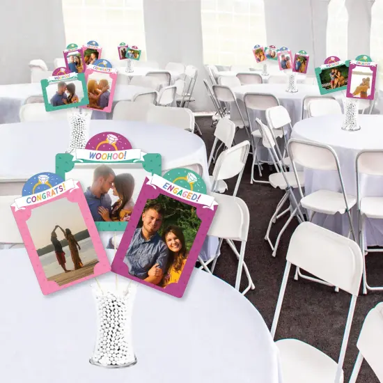 Big Dot of Happiness Just Engaged - Colorful - Engagement Party Picture Centerpiece Sticks - Photo Table Toppers - 15 Pieces {4}