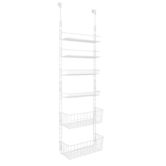 Smart Design Over The Door Pantry Organizer Rack with 6 Adjustable Shelves - White {2}