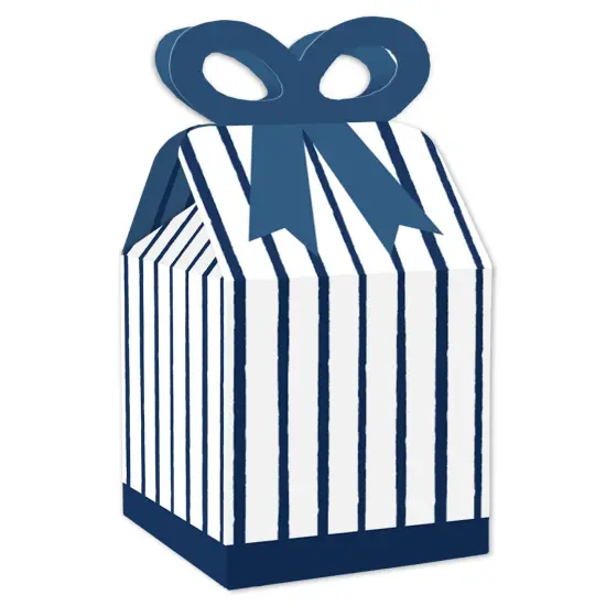 Big Dot of Happiness Navy Stripes - Square Favor Gift Boxes - Simple Party Bow Boxes - Set of 12 {1}