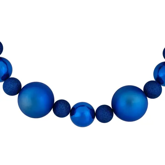 Northlight 3-Finish Shatterproof Ball Christmas Garland - 6'x 4" - Blue- Unlit {6}