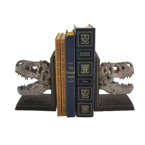 Set of 2 Tyrannosaurus Rex T-Rex Skull Bookends {3}