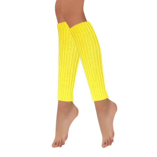 Wrapables 80's Style Neon Fluorescent Ribbed Leg Warmers Yellow {2}